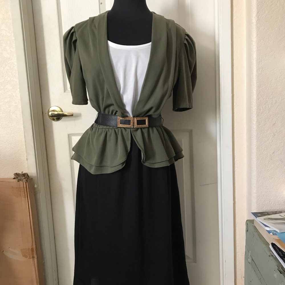 80s dress puff sleeves jersey size 10-12